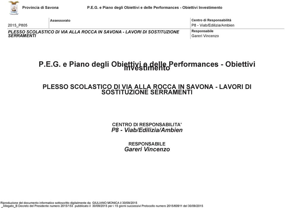 e Piano degli Obiettivi e delle Performances- Obiettivi Investimento