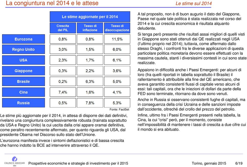 Si tenga però presente che risultati assai migliori di quelli visti in Giappone sono stati ottenuti dai QE realizzati negli USA (l ultimo proprio nel 2014); tuttavia, come affermato dallo stesso