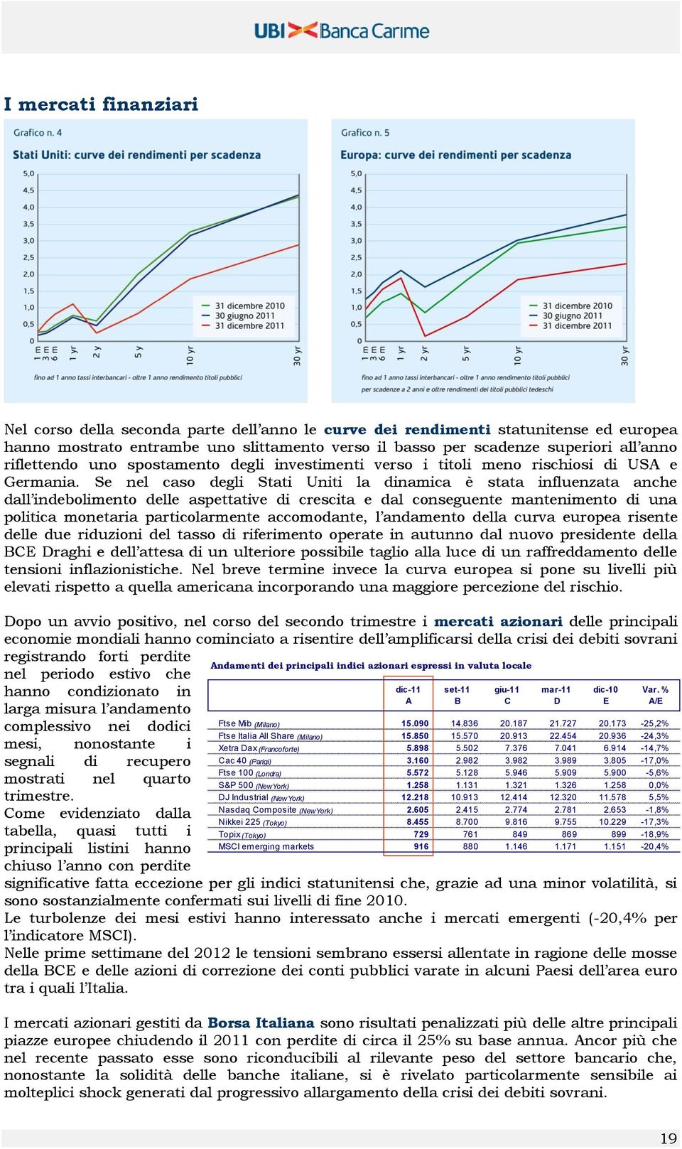 Se nel caso degli Stati Uniti la dinamica è stata influenzata anche dall indebolimento delle aspettative di crescita e dal conseguente mantenimento di una politica monetaria particolarmente