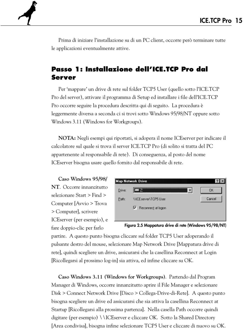TCP Pro occorre seguire la procedura descritta qui di seguito. La procedura è leggermente diversa a seconda ci si trovi sotto Windows 95/98/NT oppure sotto Windows 3.11 (Windows for Workgroups).