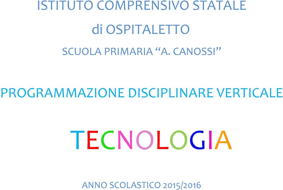 CANOSSI PROGRAMMAZIONE