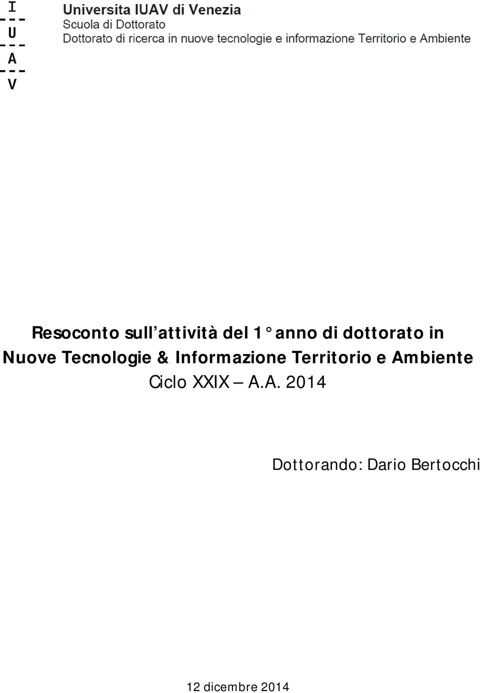 Informazione Territorio e Ambiente Ciclo