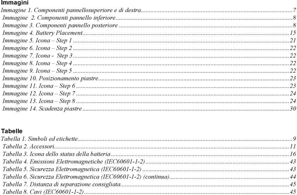 .. 23 Immagine 11. Icona Step 6... 23 Immagine 12. Icona Step 7... 24 Immagine 13. Icona Step 8... 24 Immagine 14. Scadenza piastre... 30 Tabelle Tabella 1. Simboli ed etichette... 9 Tabella 2.