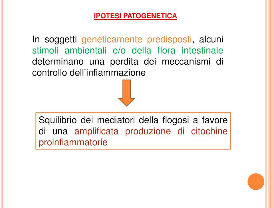 dei meccanismi di controllo dell infiammazione Squilibrio dei mediatori