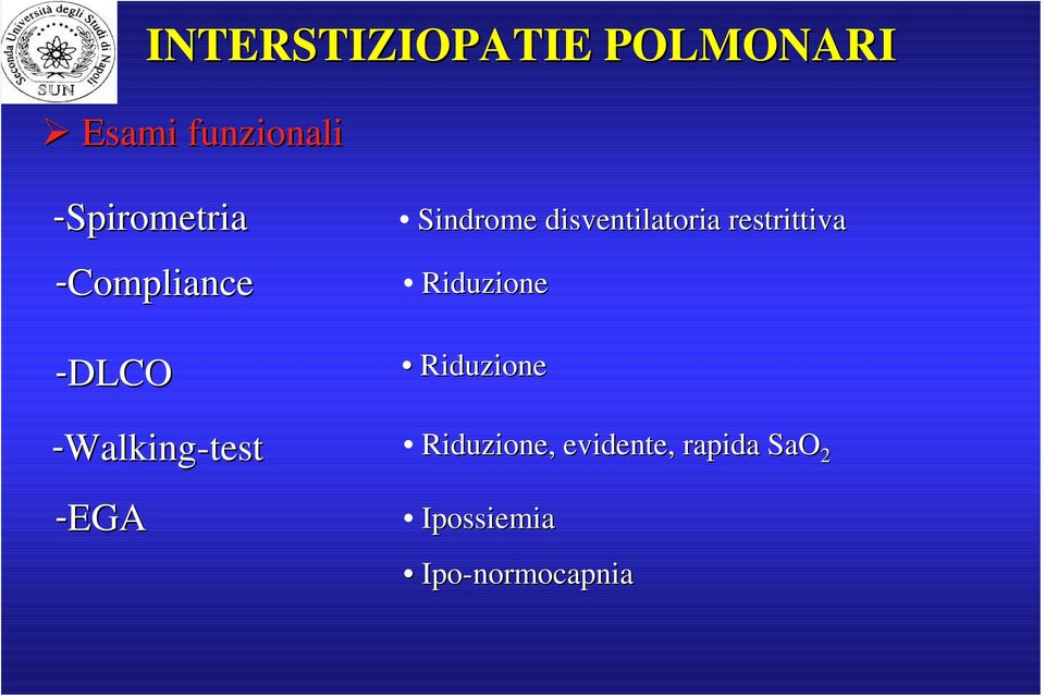 disventilatoria restrittiva Riduzione