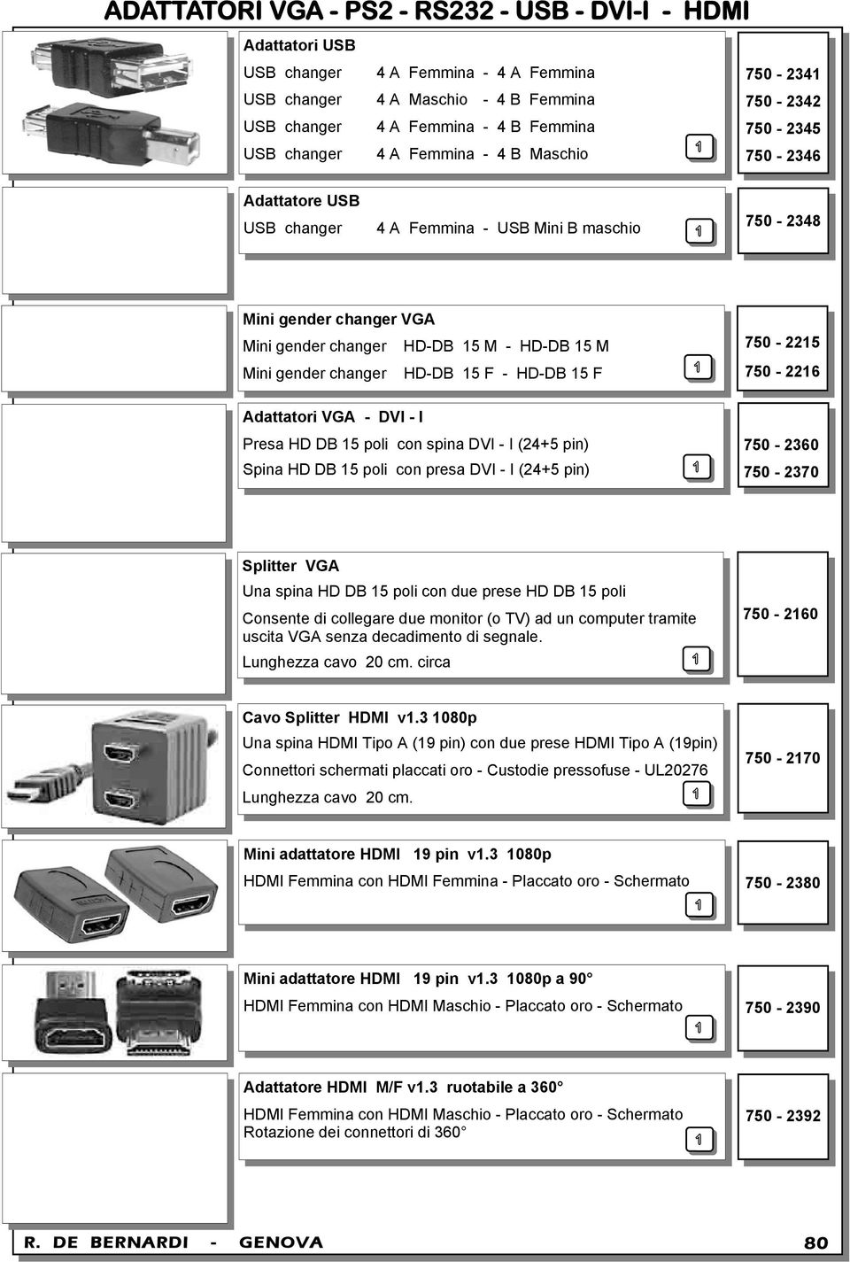 gender changer HD-DB 15 F - HD-DB 15 F Adattatori VGA - DVI - I Presa HD DB 15 poli con spina DVI - I (24+5 pin) Spina HD DB 15 poli con presa DVI - I (24+5 pin) 750-2215 750-2216 750-2360 750-2370