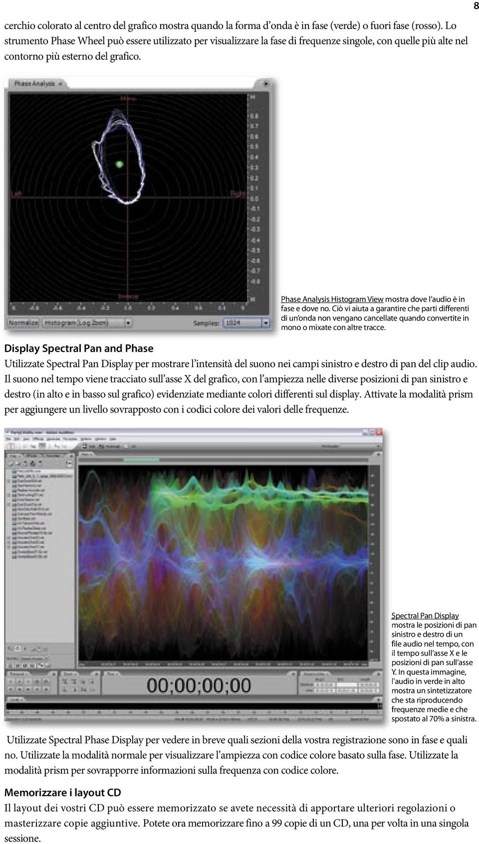 8 Phase Analysis Histogram View mostra dove l audio è in fase e dove no.