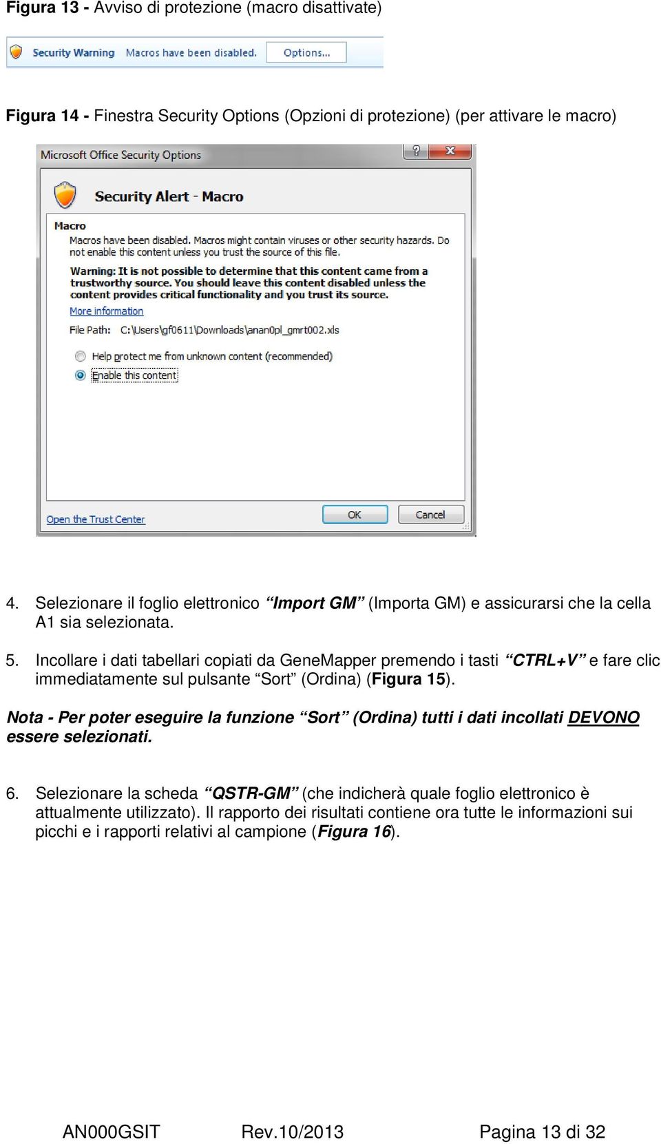 Incollare i dati tabellari copiati da GeneMapper premendo i tasti CTRL+V e fare clic immediatamente sul pulsante Sort (Ordina) (Figura 15).