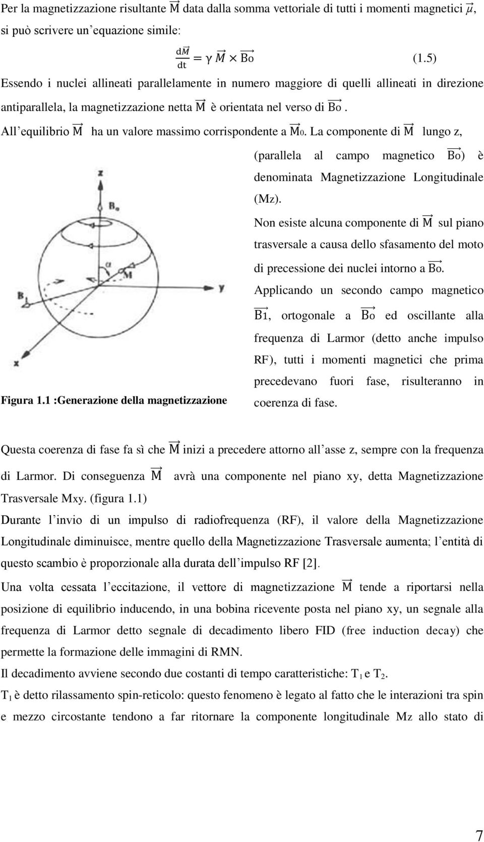 All equilibrio ha un valore massimo corrispondente a 0. La componente di lungo z, (parallela al campo magnetico ) è denominata Magnetizzazione Longitudinale (Mz).