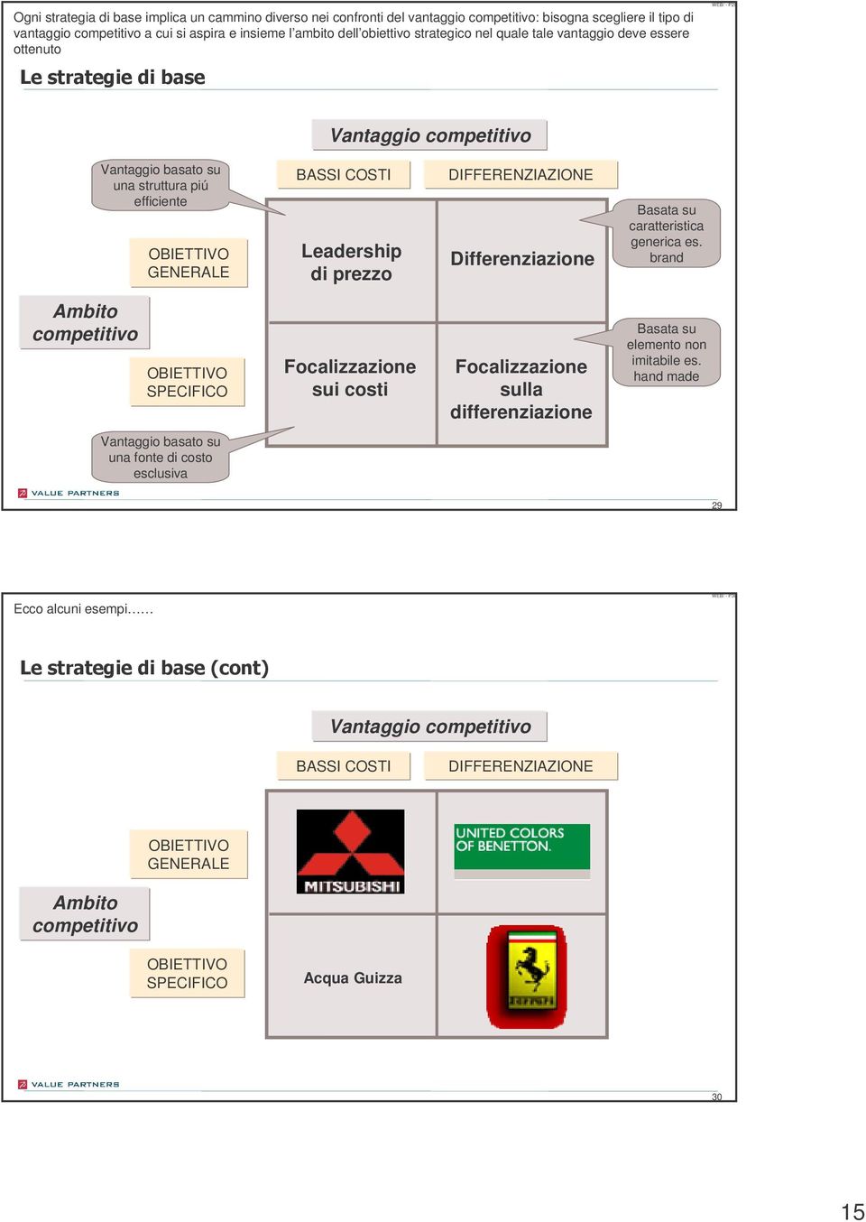 DIFFERENZIAZIONE Differenziazione Basata su caratteristica generica es.