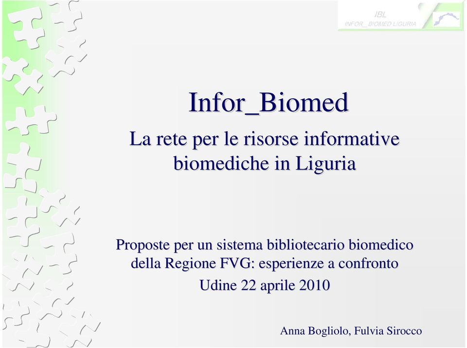 per un sistema bibliotecario biomedico della