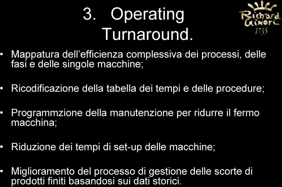 Ricodificazione della tabella dei tempi e delle procedure; Programmzione della manutenzione per