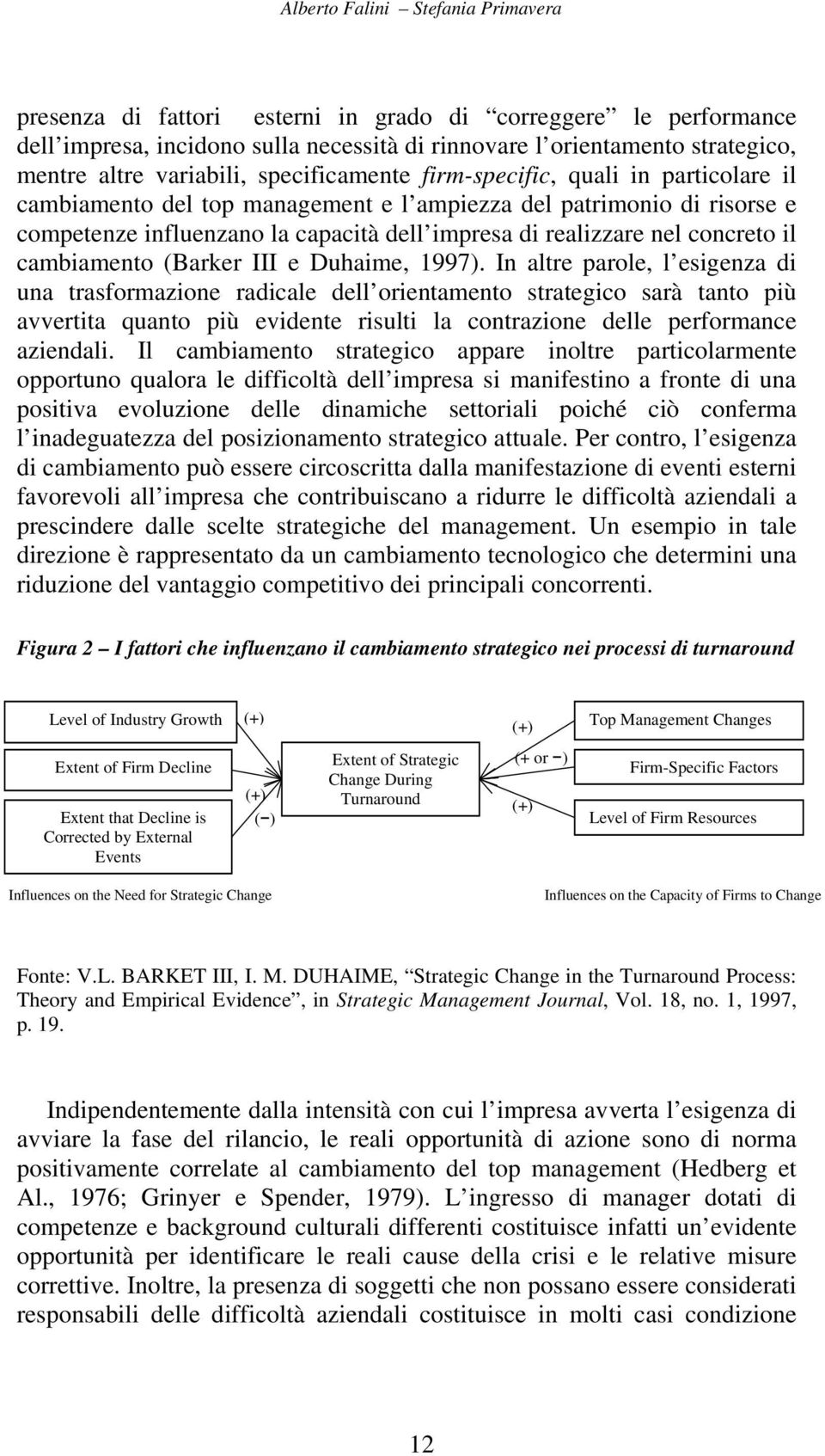 nel concreto il cambiamento (Barker III e Duhaime, 1997).