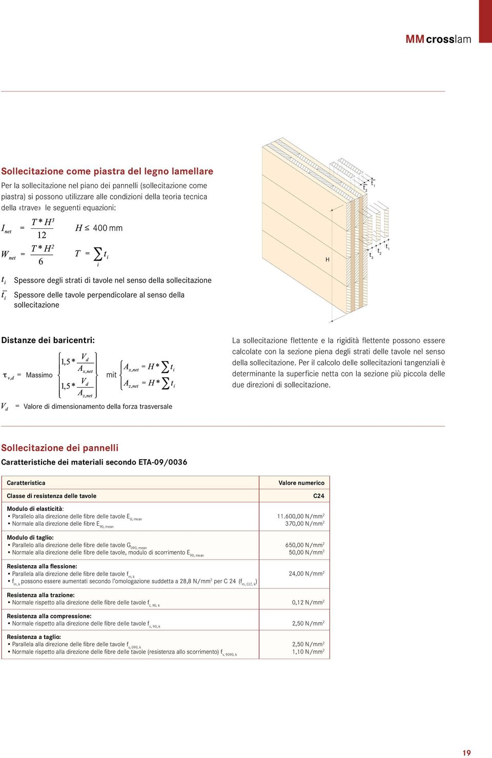 Massimo La sollecitazione flettente e la rigidità flettente possono essere calcolate con la sezione piena degli strati delle tavole nel senso della sollecitazione.
