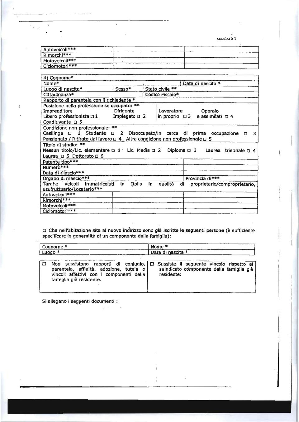 2 Disoccupato/in cerca di prima occupazione Cl 3 Pensionato I Ritirato dal lavoro o 4 Altra condizione non professionale D 5 Nessun tltolo/uc. elementare o l ' Ue.