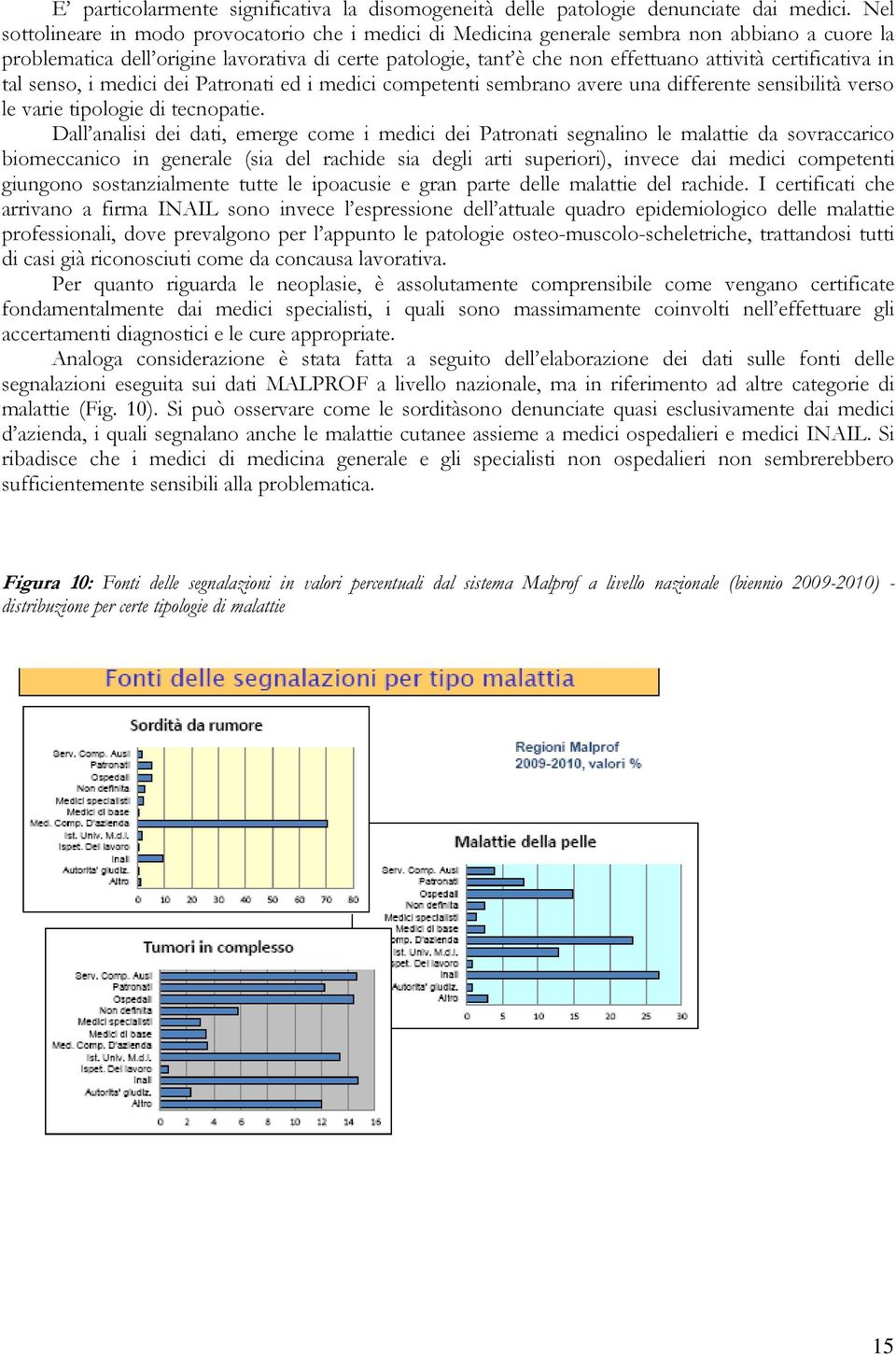 certificativa in tal senso, i medici dei Patronati ed i medici competenti sembrano avere una differente sensibilità verso le varie tipologie di tecnopatie.