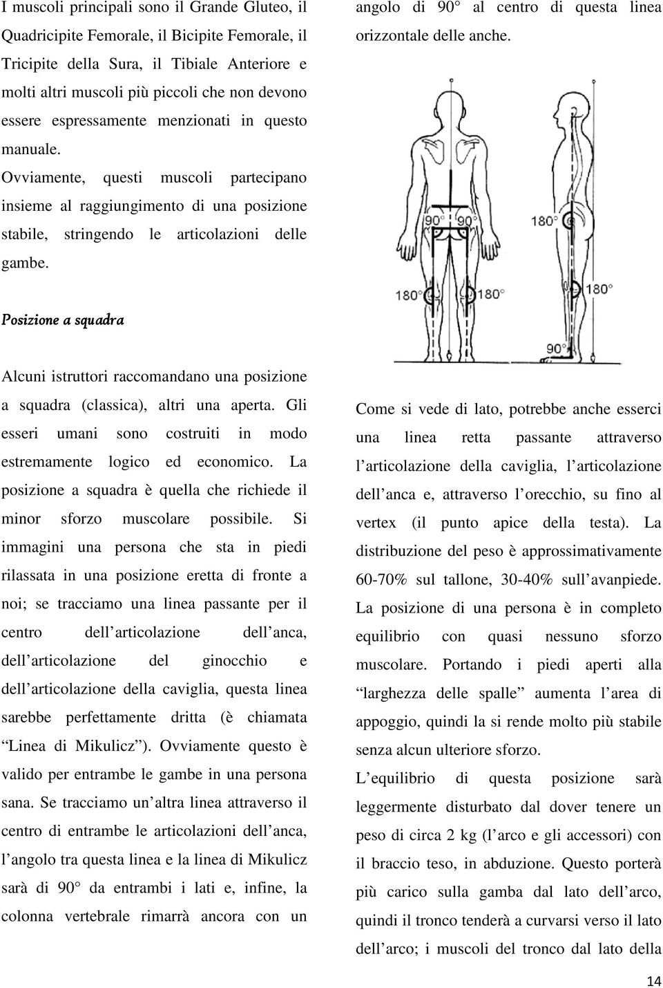 angolo di 90 al centro di questa linea orizzontale delle anche. Posizione a squadra Alcuni istruttori raccomandano una posizione a squadra (classica), altri una aperta.