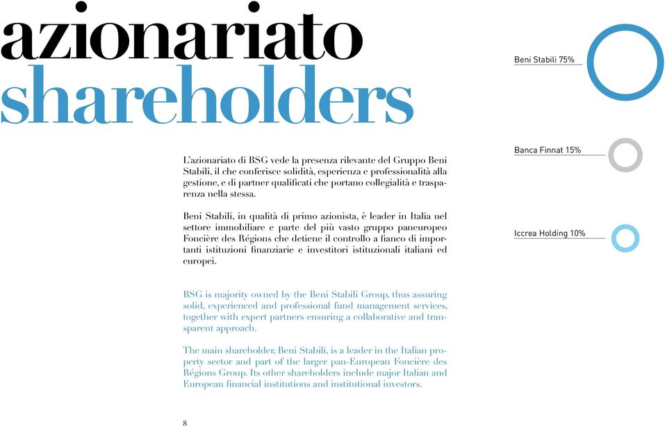 Beni Stabili, in qualità di primo azionista, è leader in Italia nel settore immobiliare e parte del più vasto gruppo paneuropeo Foncière des Régions che detiene il controllo a fianco di importanti