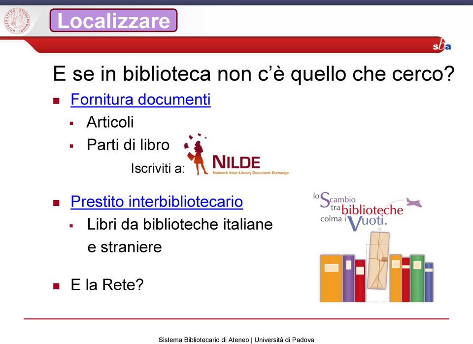 Fornitura documenti Articoli Parti di libro