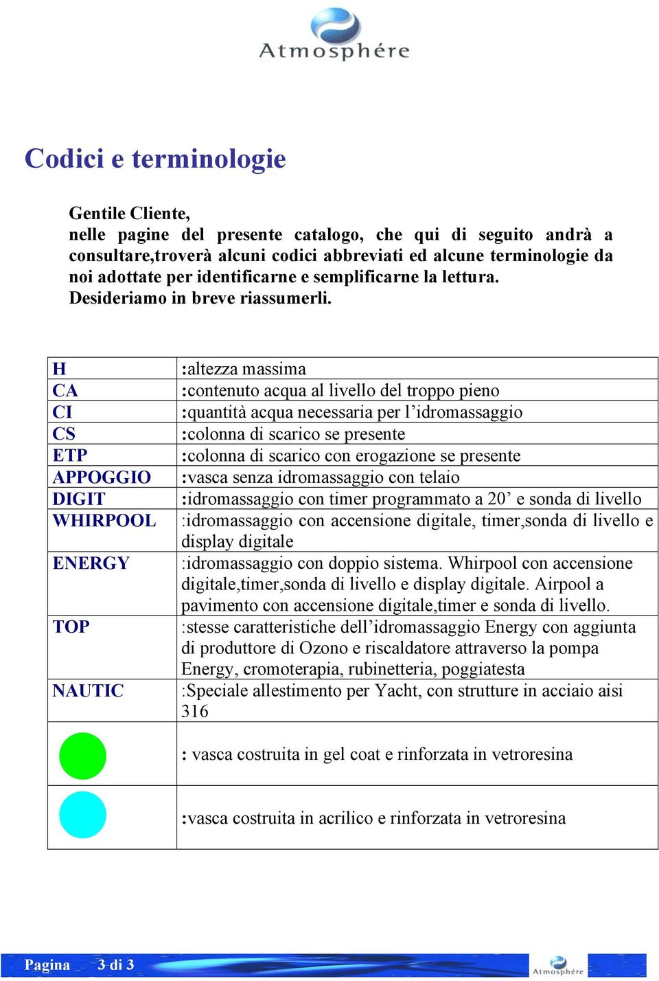 H CA CI CS ETP APPOGGIO DIGIT WHIRPOOL ENERGY TOP NAUTIC :altezza massima :contenuto acqua al livello del troppo pieno :quantità acqua necessaria per l idromassaggio :colonna di scarico se presente