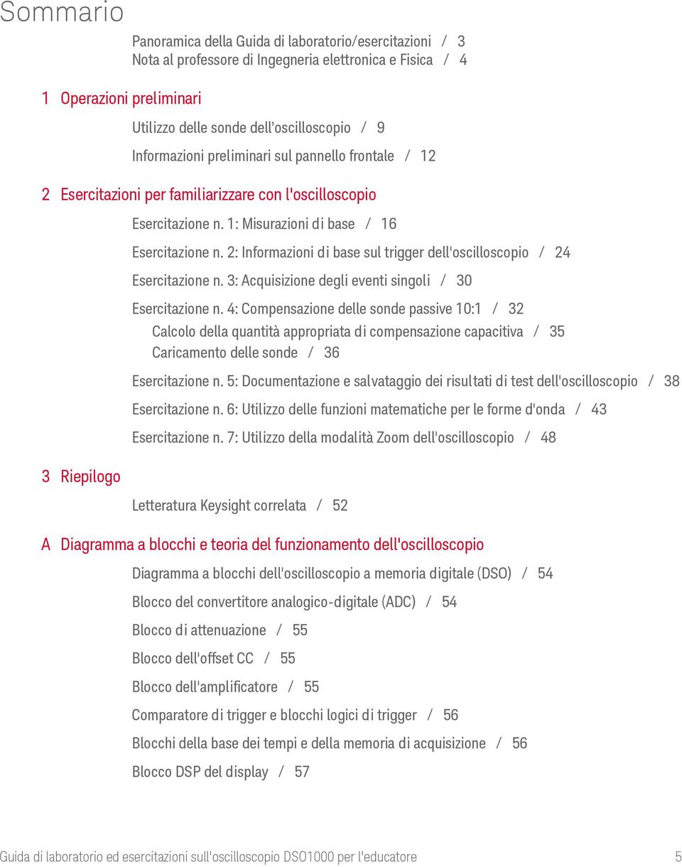 2: Informazioni di base sul trigger dell'oscilloscopio / 24 Esercitazione n. 3: Acquisizione degli eventi singoli / 30 Esercitazione n.