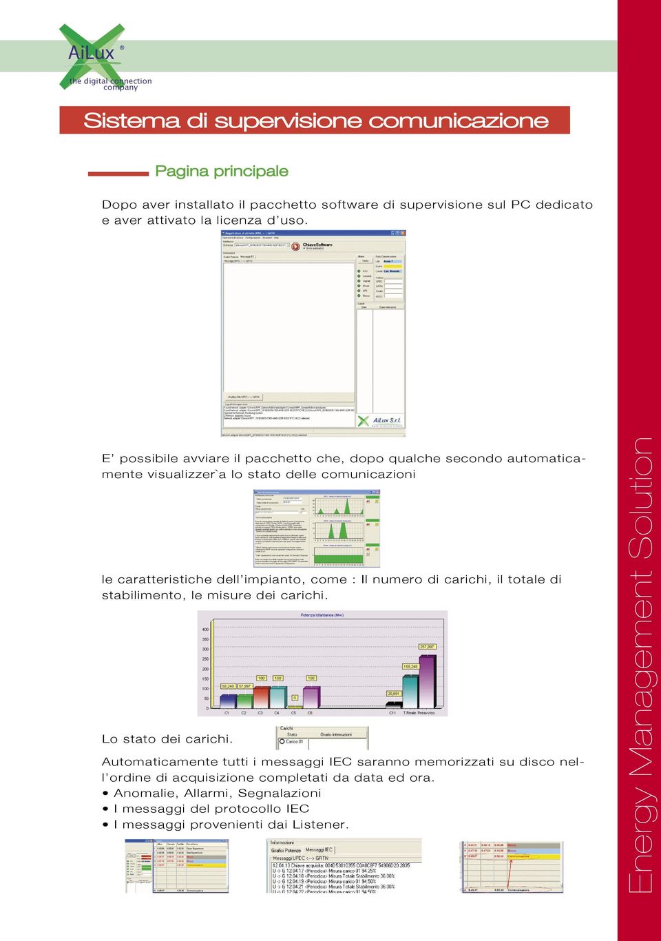 come : Il numero di carichi, il totale di stabilimento, le misure dei carichi. Lo stato dei carichi.