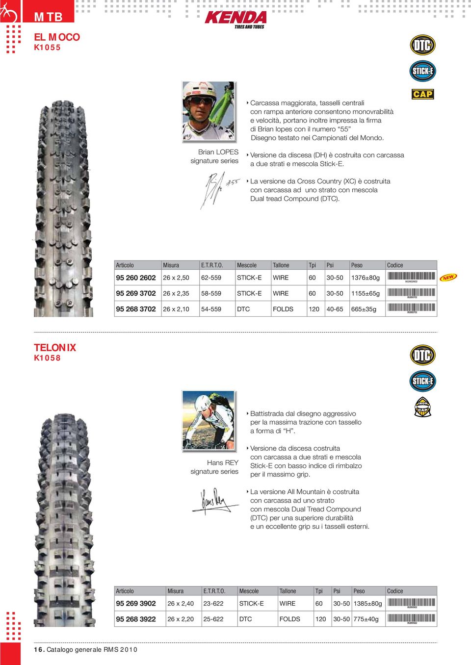 La versione da Cross Country (XC) è costruita con carcassa ad uno strato con mescola Dual tread Compound (DTC).