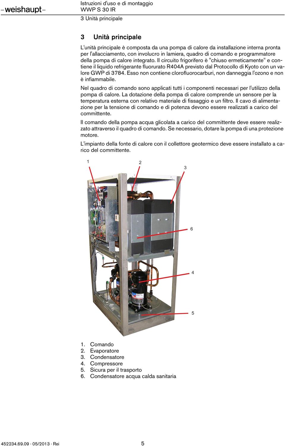 Il circuito frigorifero è "chiuso ermeticamente" e contiene il liquido refrigerante fluorurato R404A previsto dal Protocollo di Kyoto con un valore GWP di 3784.