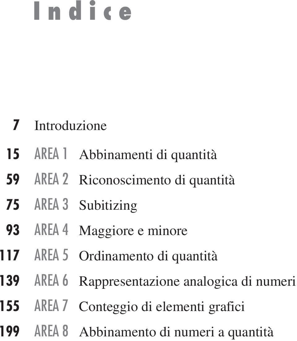 117 RE 5 Ordinamento di quantità 139 RE 6 Rappresentazione analogica di