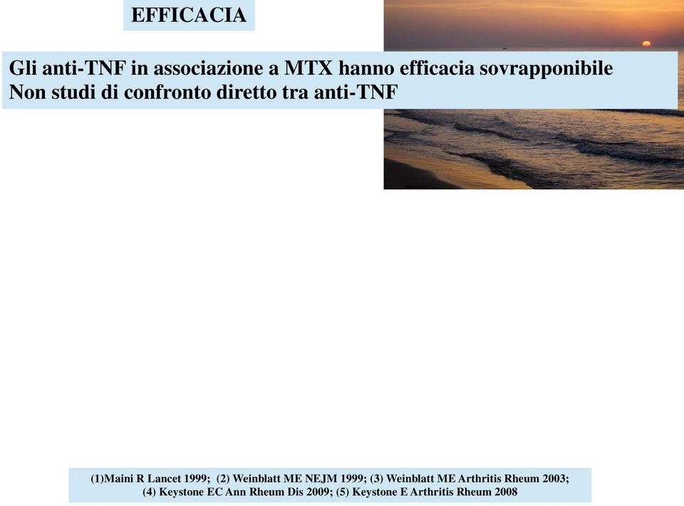 Lancet 1999; (2) Weinblatt ME NEJM 1999; (3) Weinblatt ME Arthritis