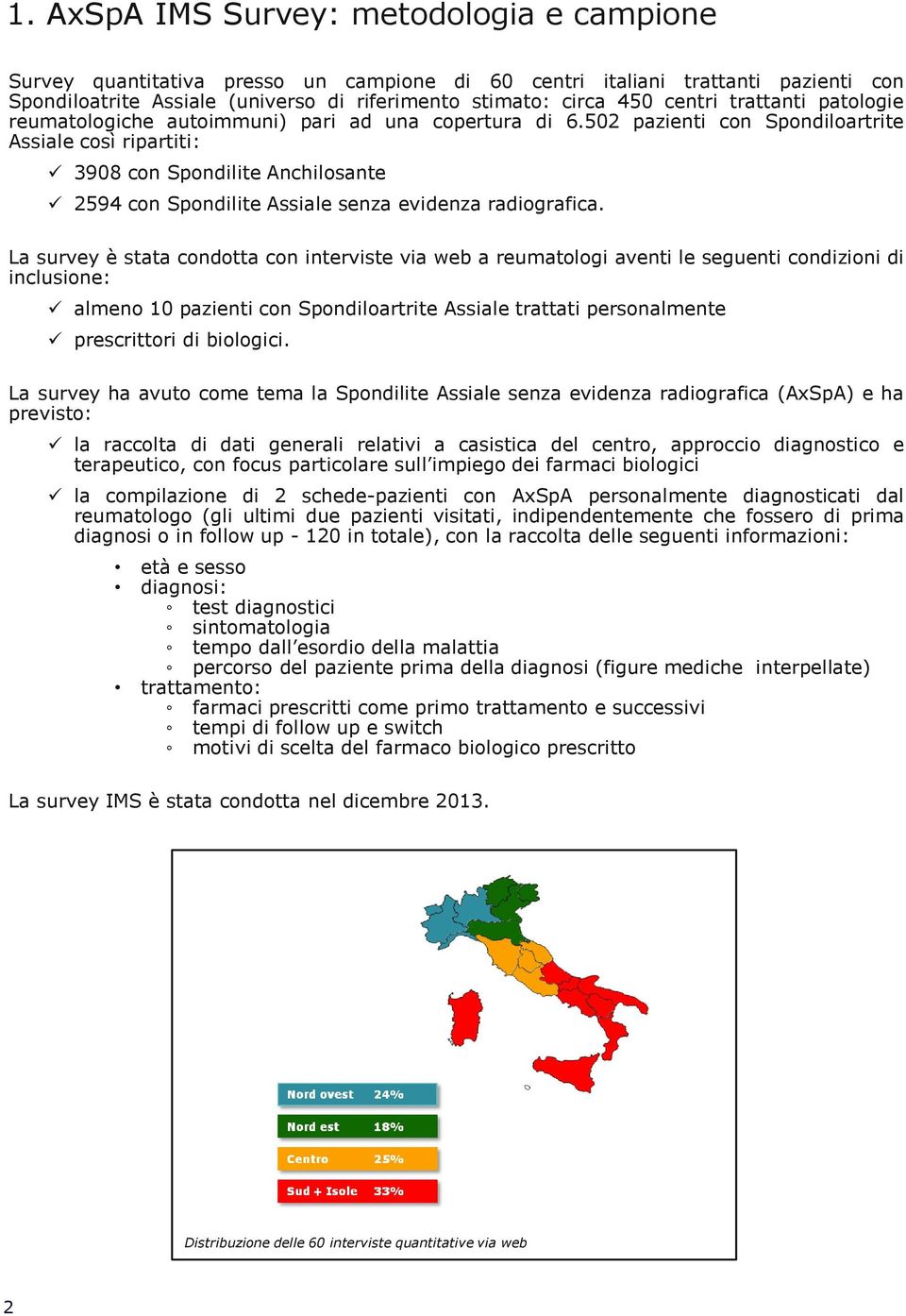 502 pazienti con Spondiloartrite Assiale così ripartiti: 3908 con Spondilite Anchilosante 2594 con Spondilite Assiale senza evidenza radiografica.