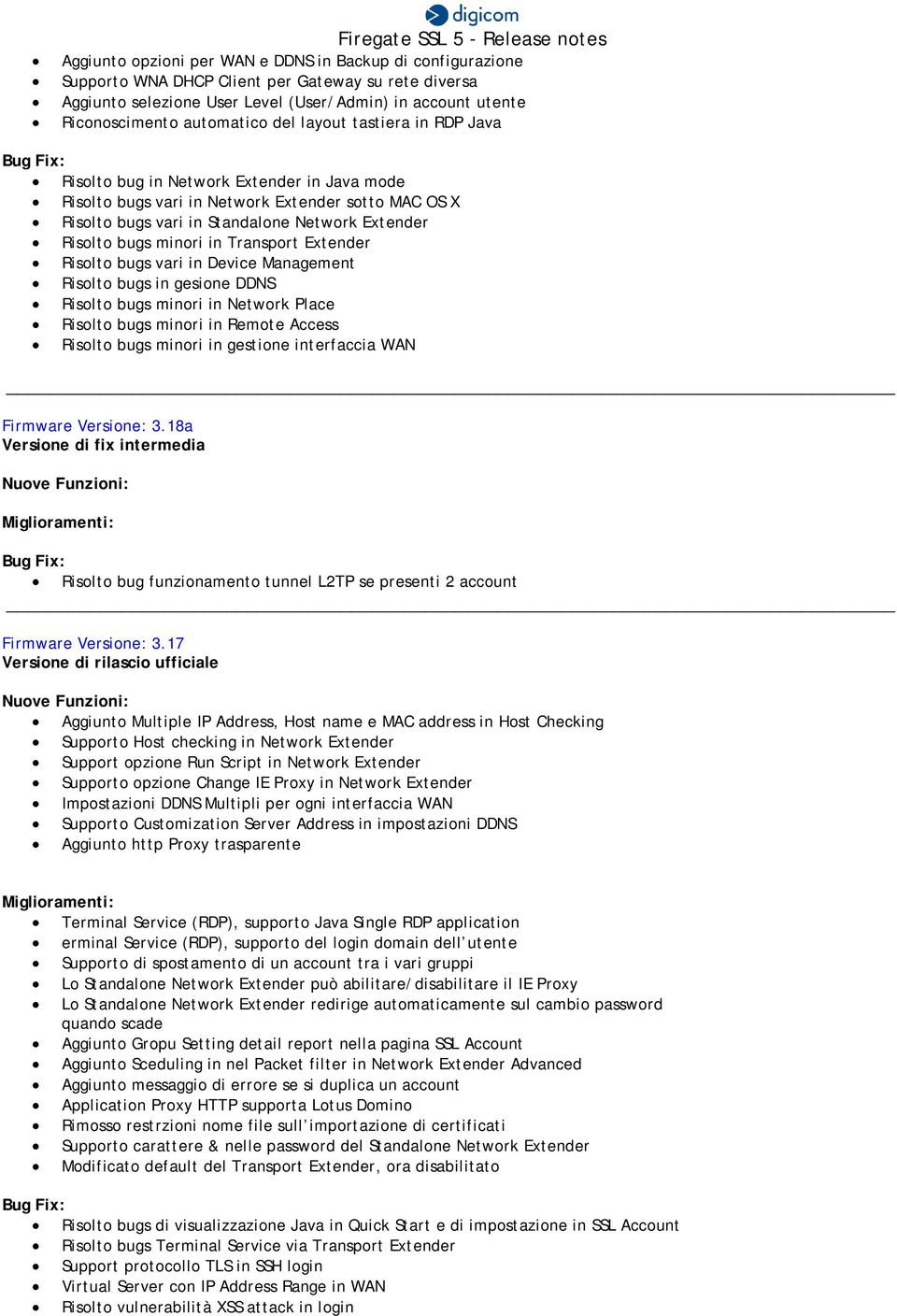 in Transport Extender Risolto bugs vari in Device Management Risolto bugs in gesione DDNS Risolto bugs minori in Network Place Risolto bugs minori in Remote Access Risolto bugs minori in gestione