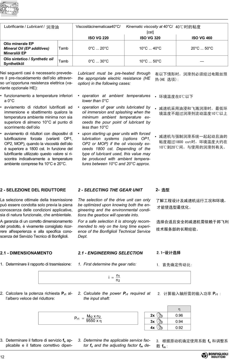 .. 50 C Nei seguenti casi è necessario prevedere il pre-riscaldamento dell olio attraverso un opportuna resistenza elettrica (variante opzionale HE): funzionamento a temperature inferiori a 0 C