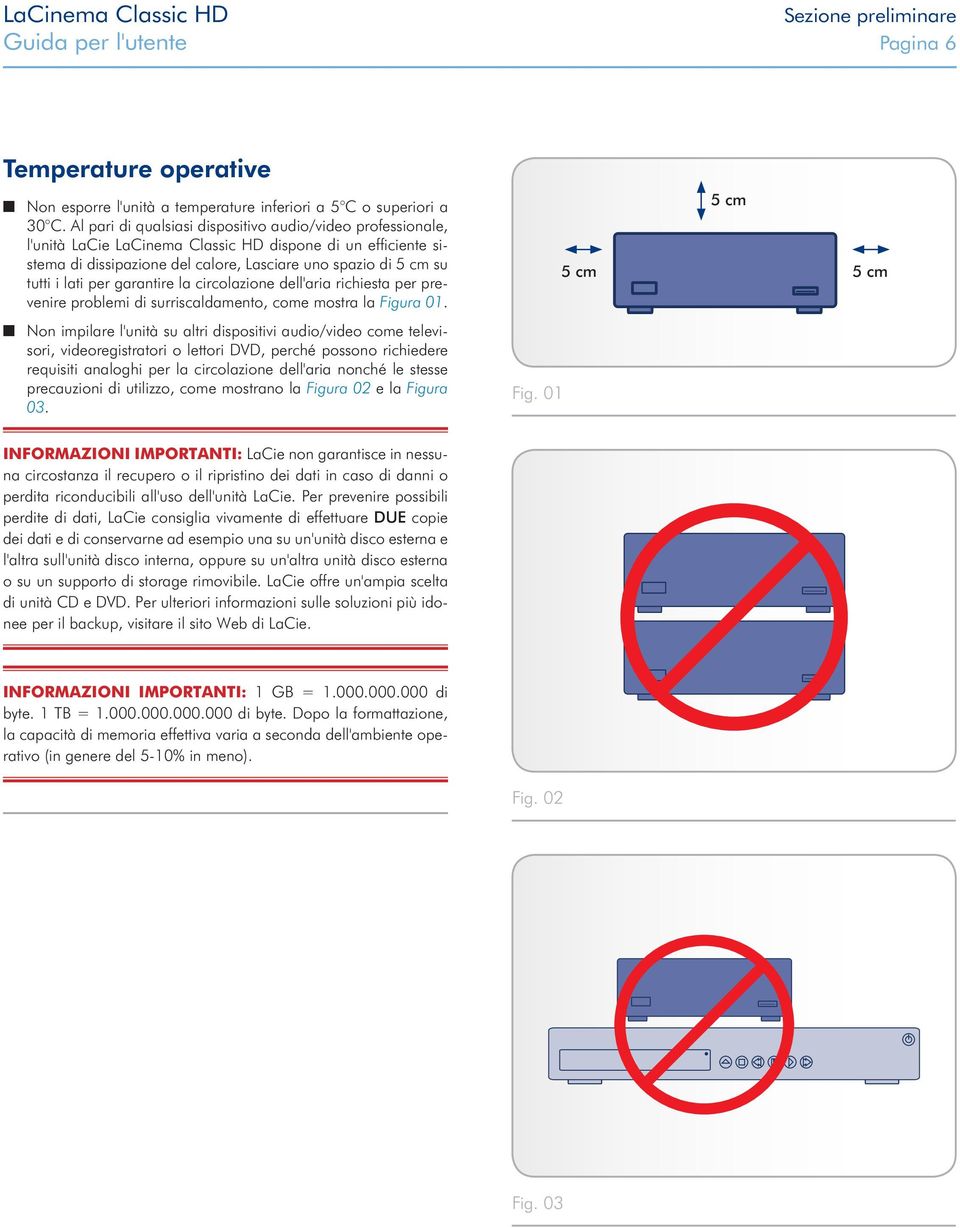 per garantire la circolazione dell'aria richiesta per prevenire problemi di surriscaldamento, come mostra la Figura 01.
