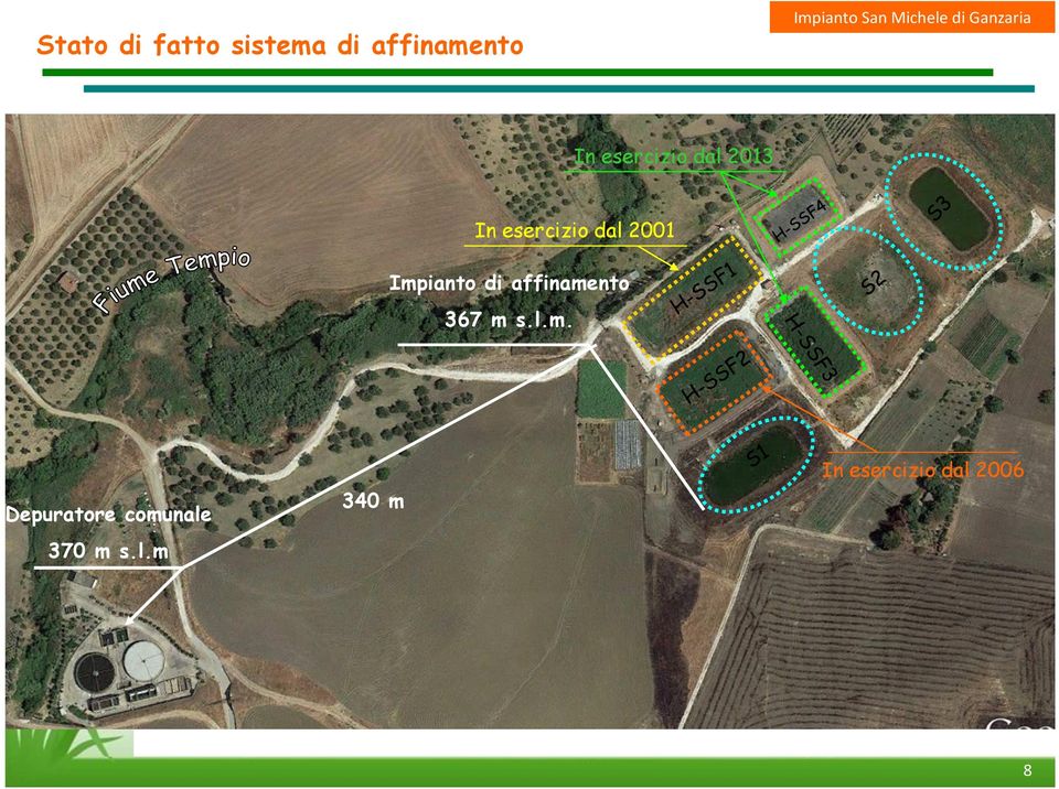 esercizio dal 2001 Impianto di affinamento 367 m s.l.m. Depuratore comunale 370 m s.