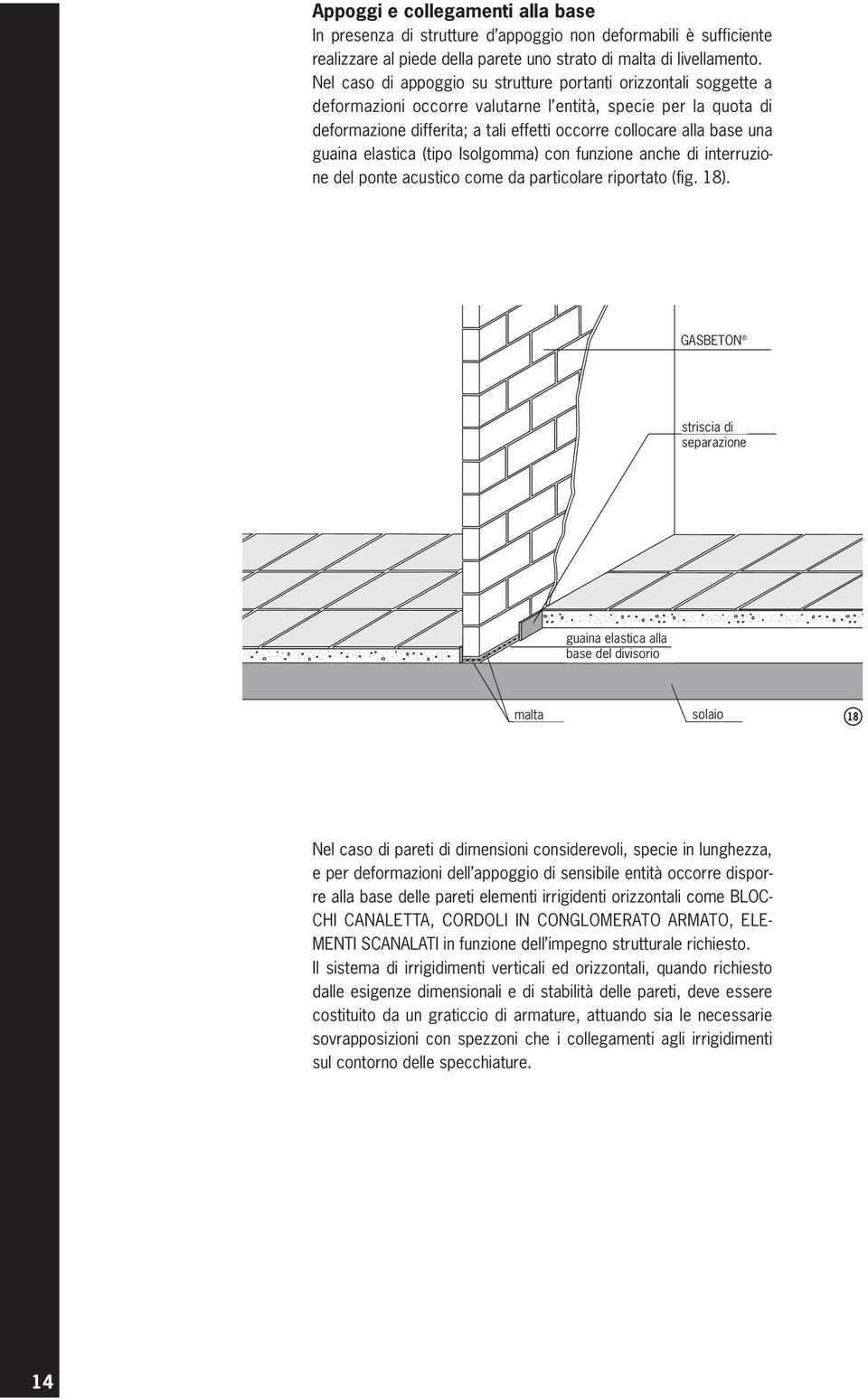 una guaina elastica (tipo Isolgomma) con funzione anche di interruzione del ponte acustico come da particolare riportato (fig. 18).