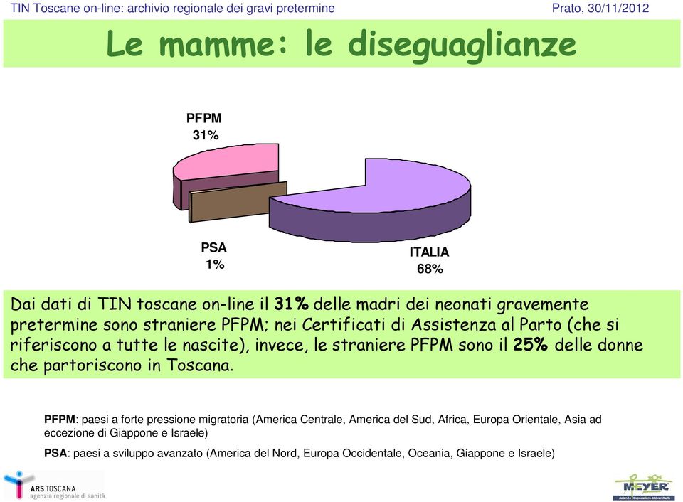 delle donne che partoriscono in Toscana.