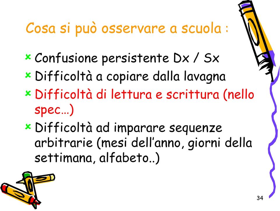 scrittura (nello spec ) Difficoltà ad imparare sequenze