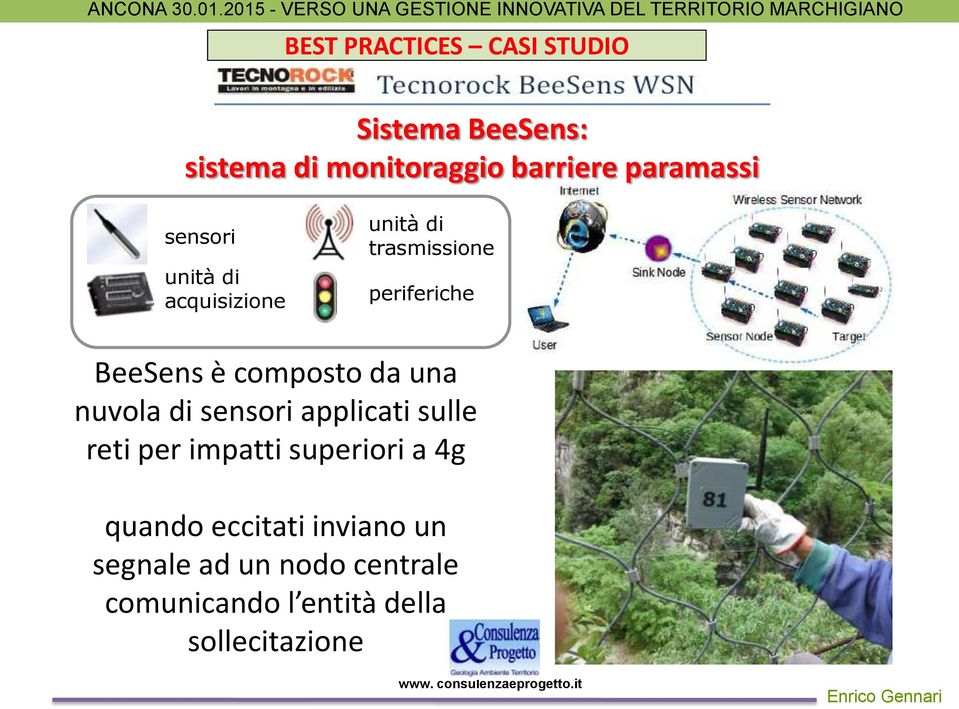 nuvola di sensori applicati sulle reti per impatti superiori a 4g quando eccitati inviano