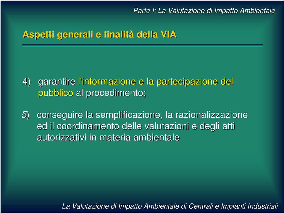 5) conseguire la semplificazione, la razionalizzazione ed il