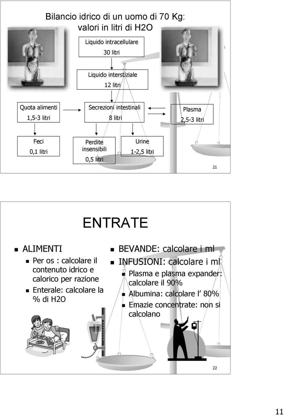 ALIMENTI # Per os : calcolare il contenuto idrico e calorico per razione # Enterale: calcolare la % di H2O # BEVANDE: calcolare i ml #