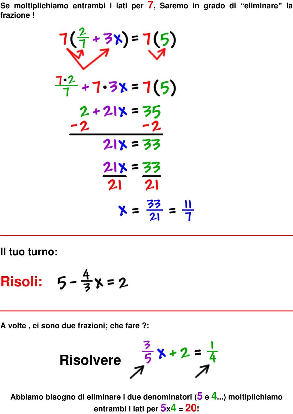 Il tuo turno: Risoli: A volte, ci sono due frazioni; che fare?