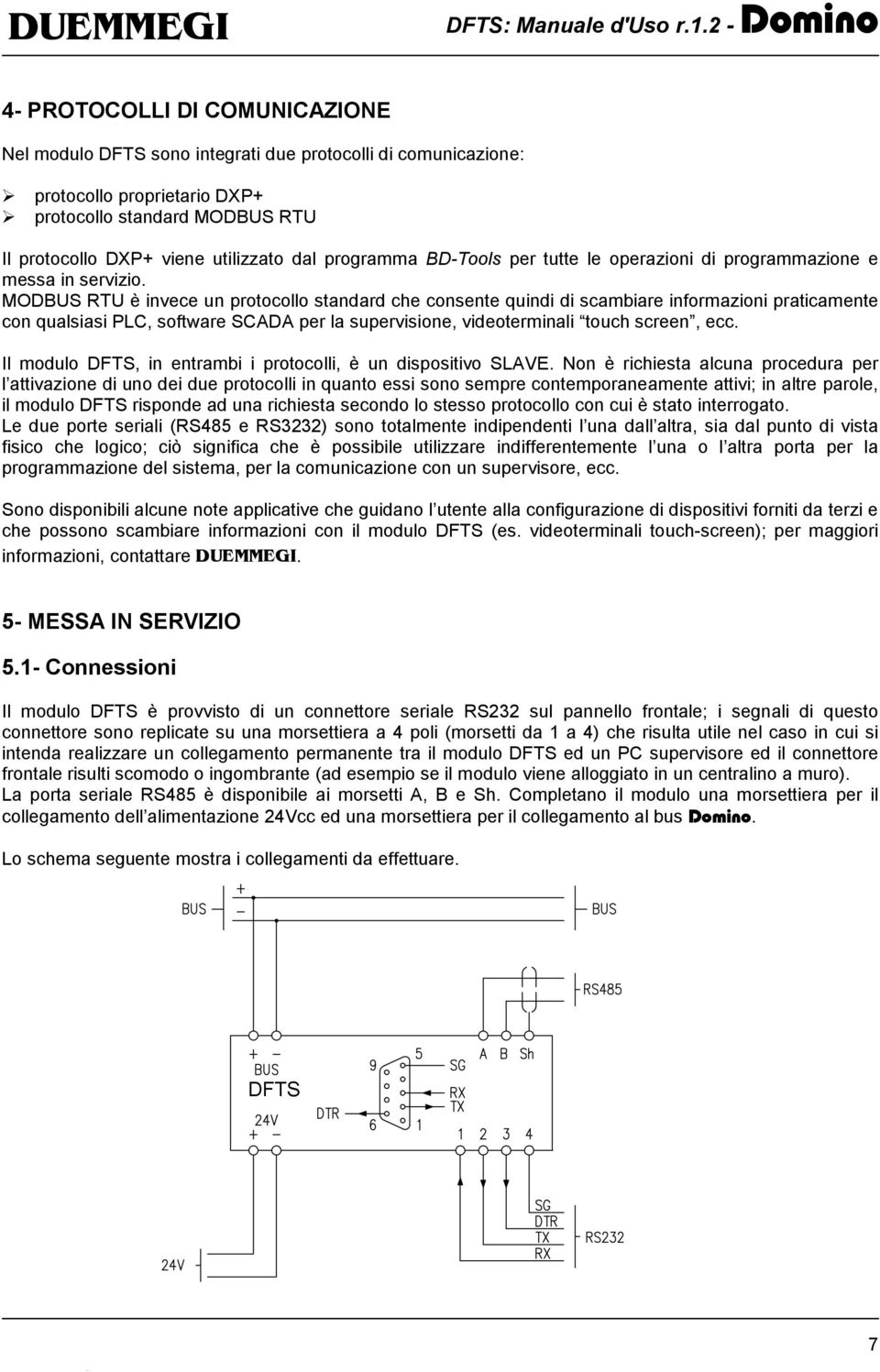 utilizzato dal programma BD-Tools per tutte le operazioni di programmazione e messa in servizio.