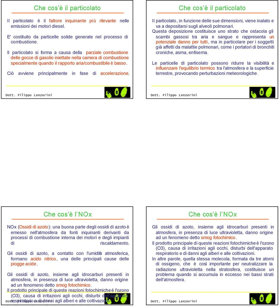 Ciò avviene principalmente in fase di accelerazione. Che cos è il particolato Il particolato, in funzione delle sue dimensioni, viene inalato e va a depositarsi sugli alveoli polmonari.