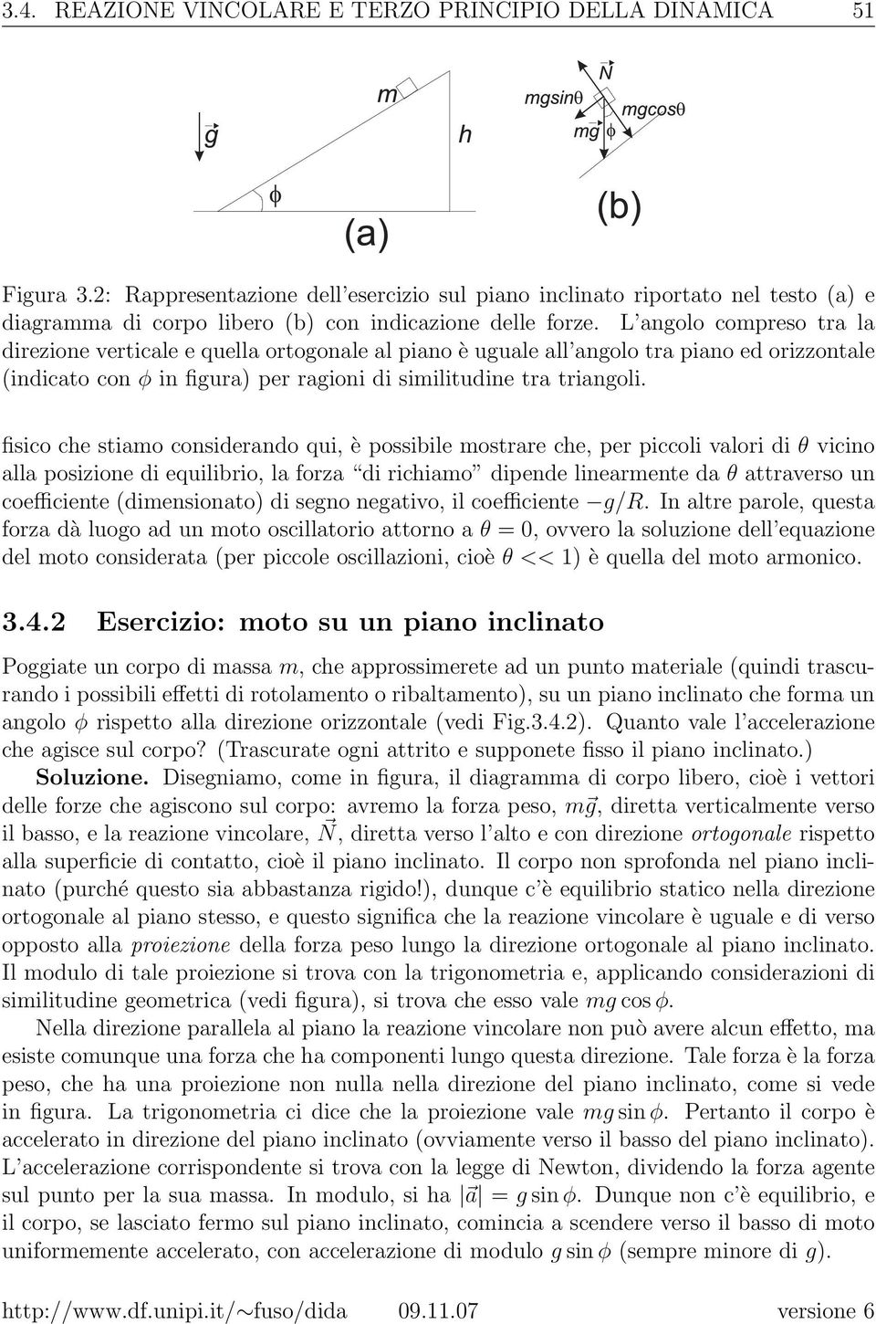 L angolo compreso tra la direzione verticale e quella ortogonale al piano è uguale all angolo tra piano ed orizzontale (indicato con φ in figura) per ragioni di similitudine tra triangoli.