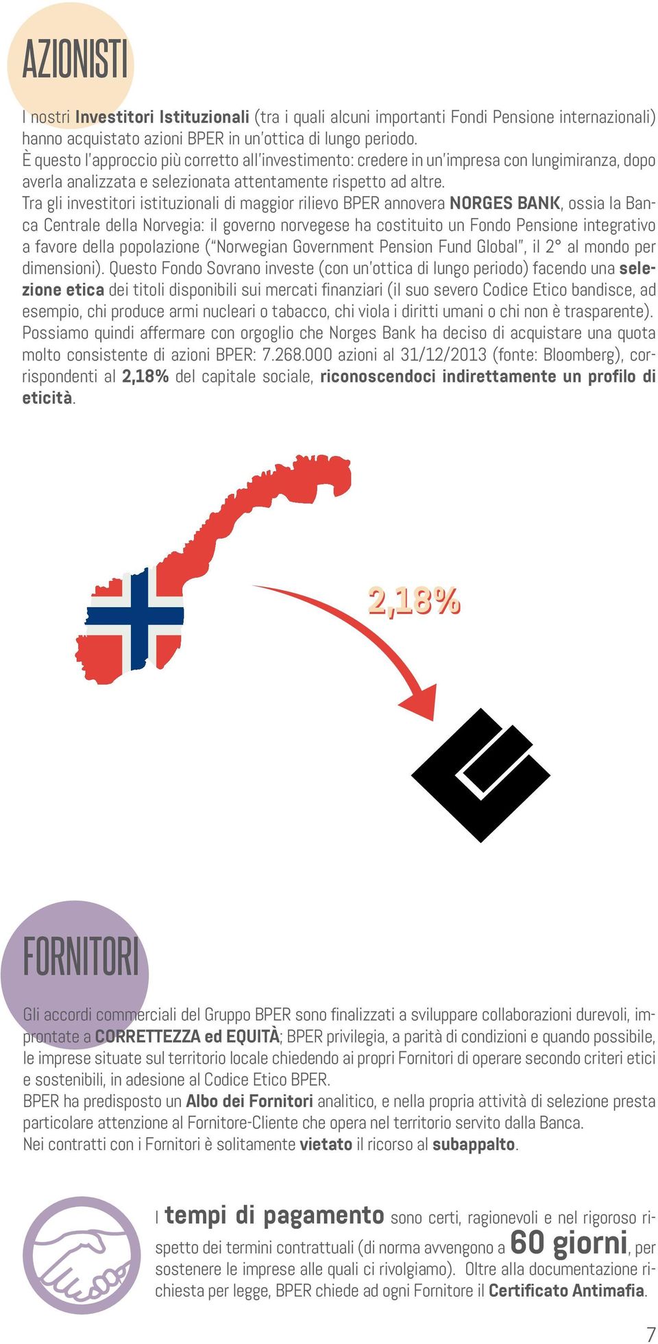 Tra gli investitori istituzionali di maggior rilievo BPER annovera NORGES BANK, ossia la Banca Centrale della Norvegia: il governo norvegese ha costituito un Fondo Pensione integrativo a favore della