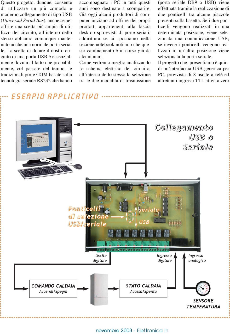 La scelta di dotare il nostro circuito di una porta USB è essenzialmente dovuta al fatto che probabilmente, col passare del tempo, le tradizionali porte COM basate sulla tecnologia seriale RS232 che