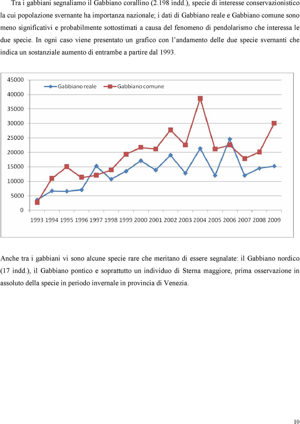 sottostimati a causa del fenomeno di pendolarismo che interessa le due specie.