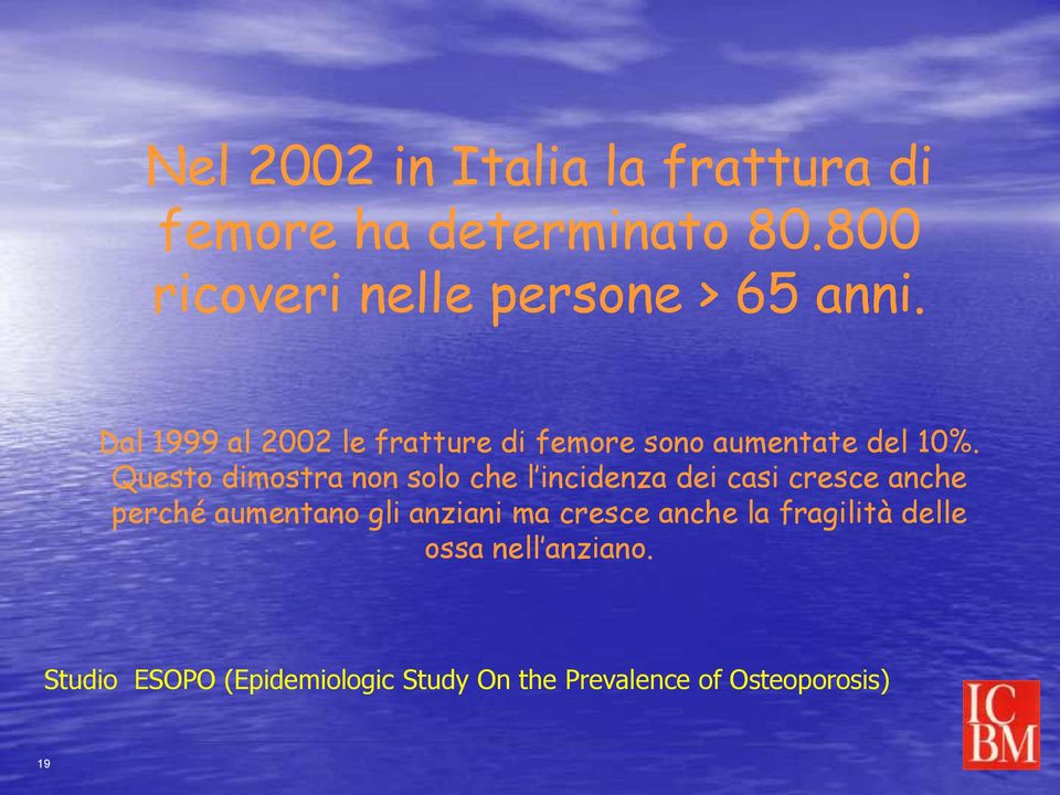 Dal 1999 al 2002 le fratture di femore sono aumentate del 10%.