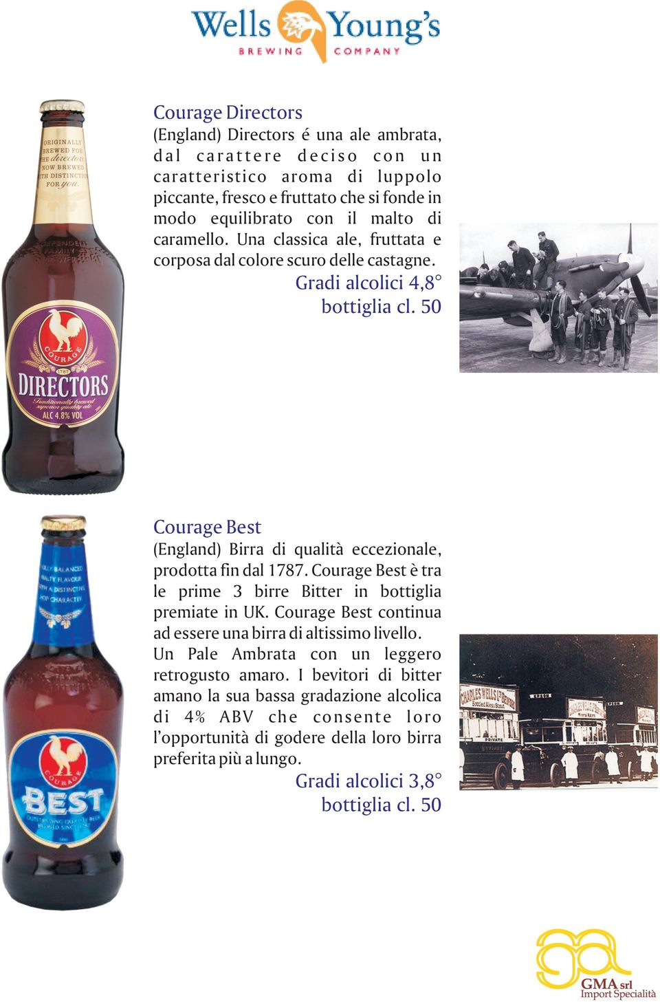 Gradi alcolici 4,8 Courage Best (England) Birra di qualità eccezionale, prodotta fin dal 1787. Courage Best è tra le prime 3 birre Bitter in bottiglia premiate in UK.